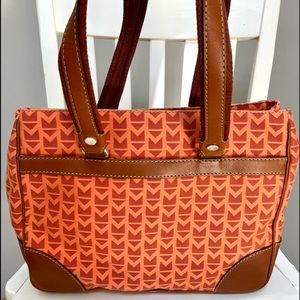 MICHAEL Michael Kors Tote Purse Orange w Brown Leather Accents - Lovely